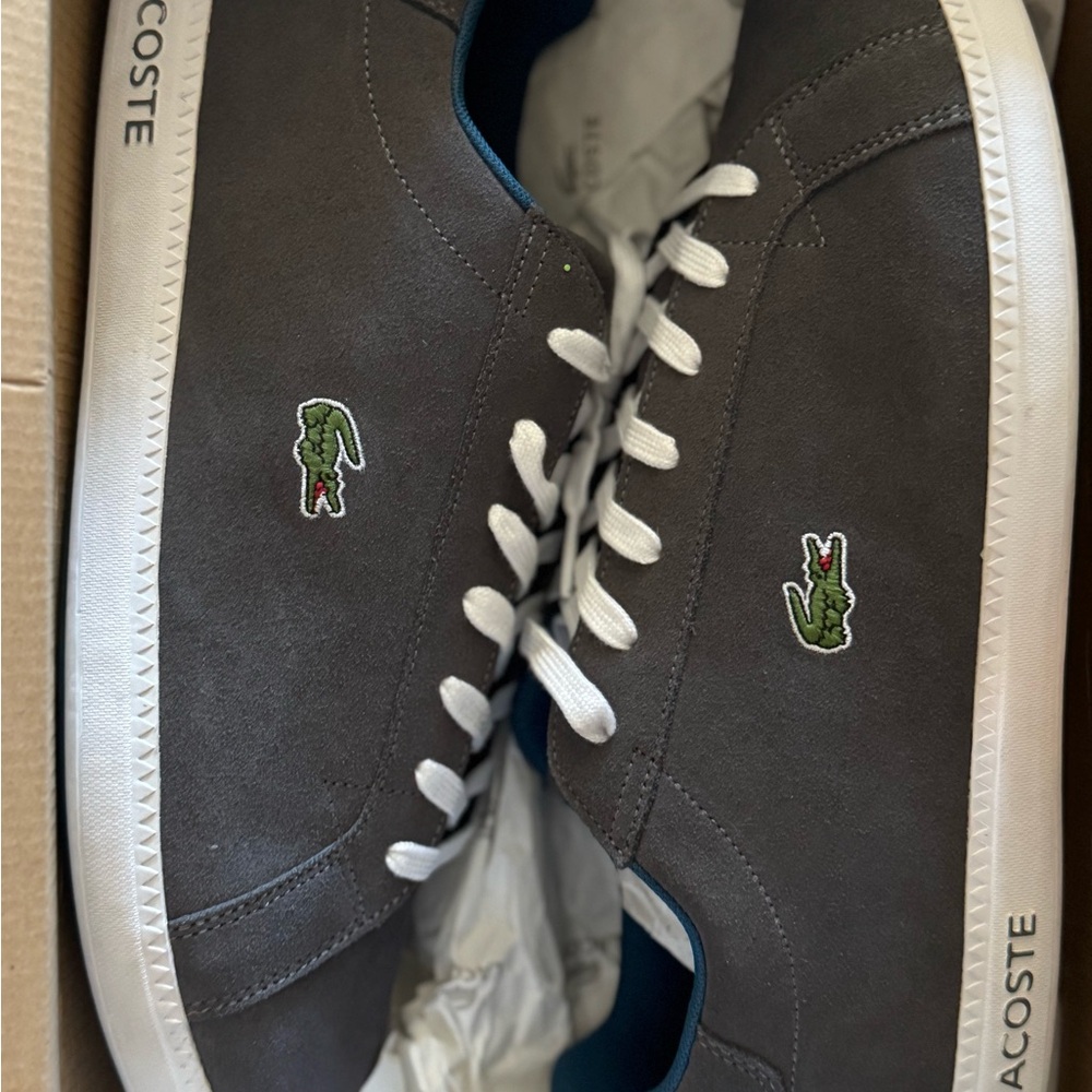 Lacoste Men's Dark Gray Sneakers with White Accents